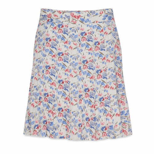 EWM Womens White Floral Cotton Flare Skirt Size 14 Zip