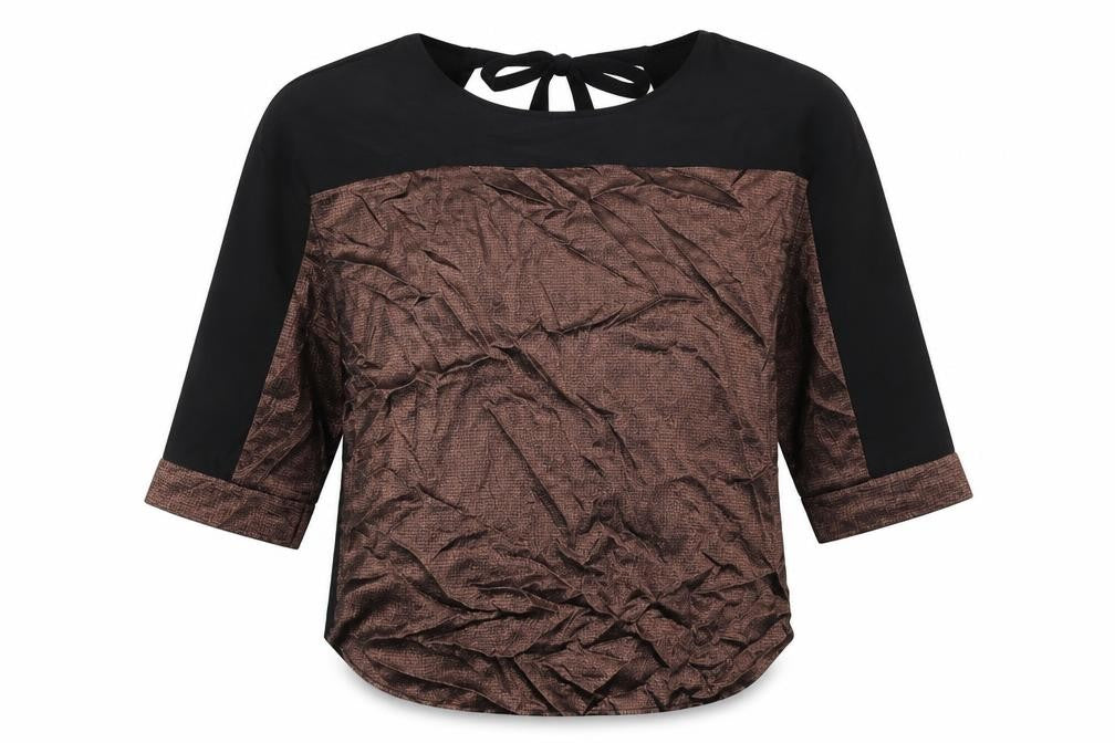Front view of Oasis women’s black polyester basic blouse, size XS, round neck