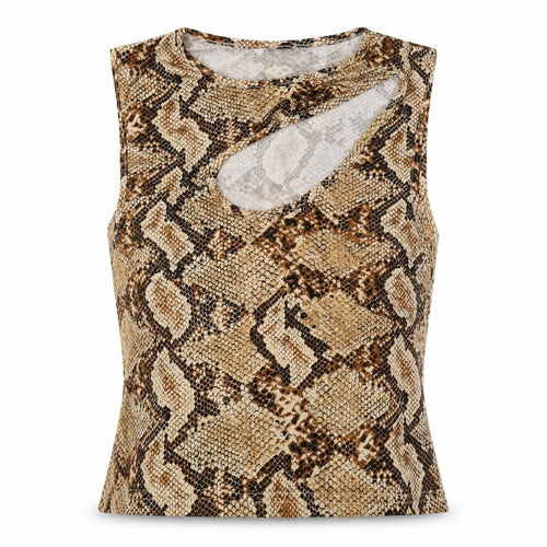 Urban Outfitters Womens Brown Animal Print Polyester Camisole T-Shirt Size L Round Neck - Snake Print