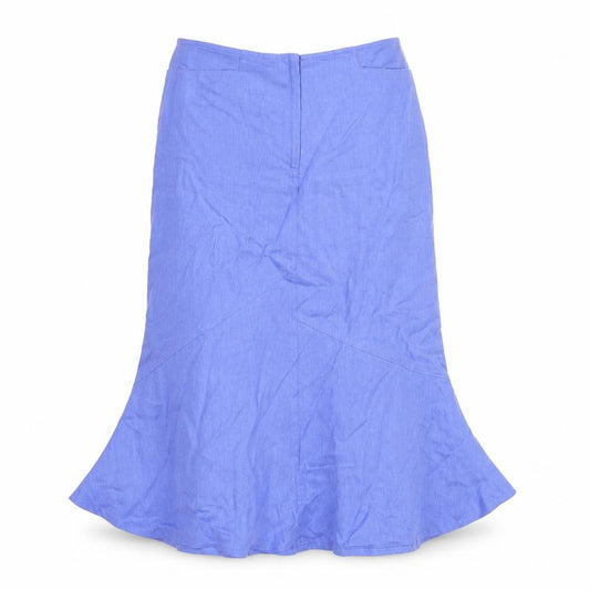 Front view of Tina Tailor women’s purple linen trumpet skirt, size UK 10, zip