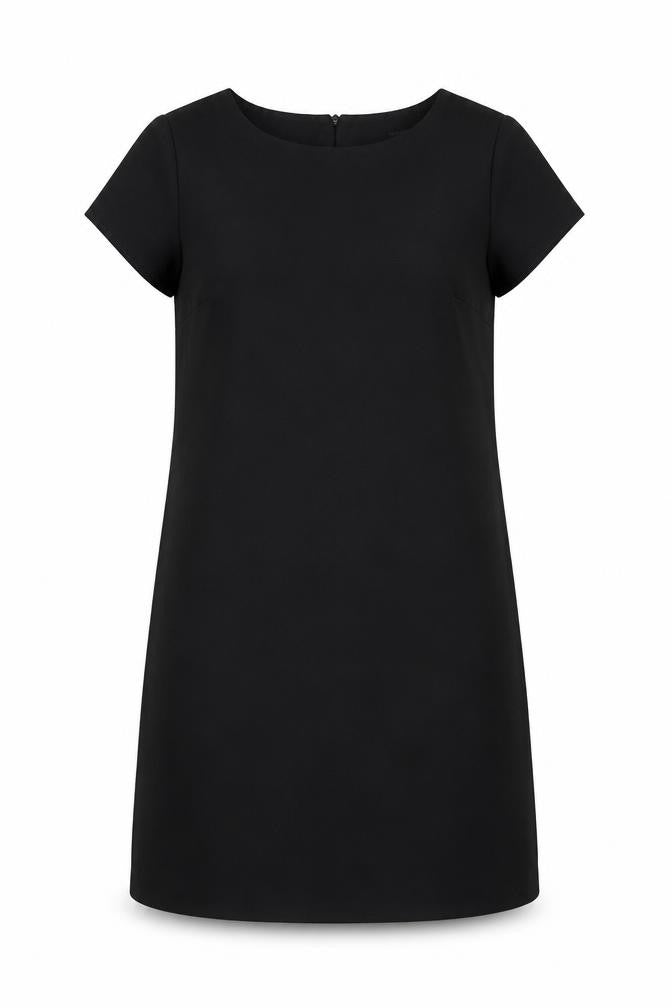 Front view of Zara women’s black polyester a-line, size S, boat neck button
