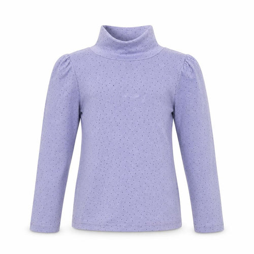 George Girls Purple Polka Dot Cotton Basic T-Shirt Size 5-6 Years High Neck Pullover