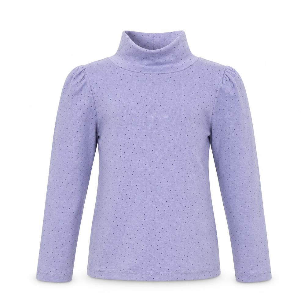 George Girls Purple Polka Dot Cotton Basic T-Shirt Size 5-6 Years High Neck Pullover