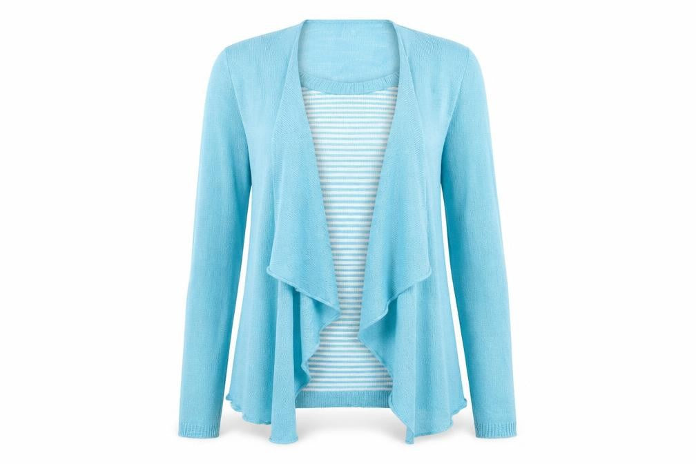 Lizzi Clarke Womens Blue Scoop Neck Striped Acrylic Pullover Jumper Size S