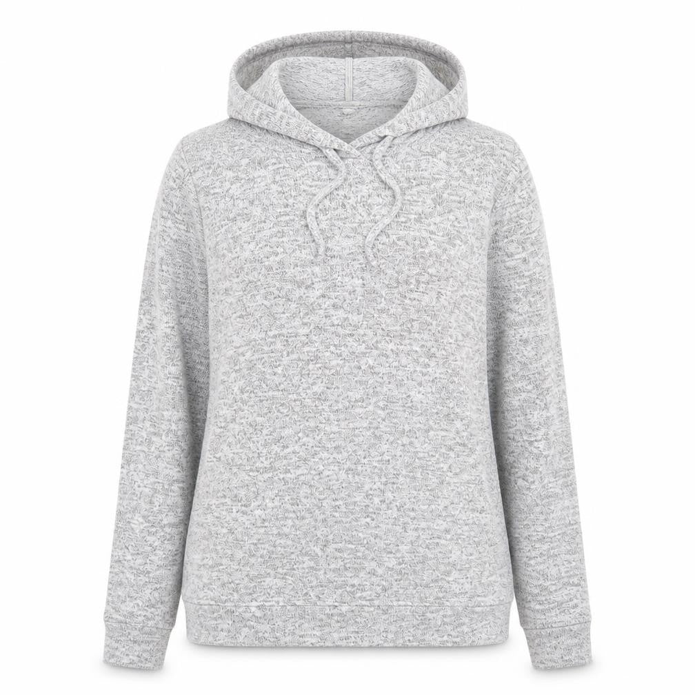 Front view of F&F women’s grey viscose pullover hoodie, size UK 8, pullover