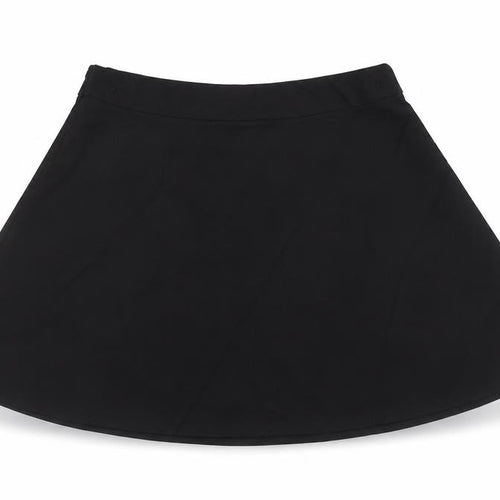 Marks and Spencer Girls Black Polyester Skater Skirt Size 6-7 Years Regular Zip
