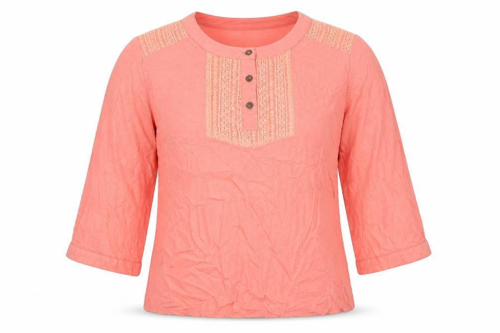Anna Rose Womens Pink Viscose Basic Blouse Size 4 Round Neck