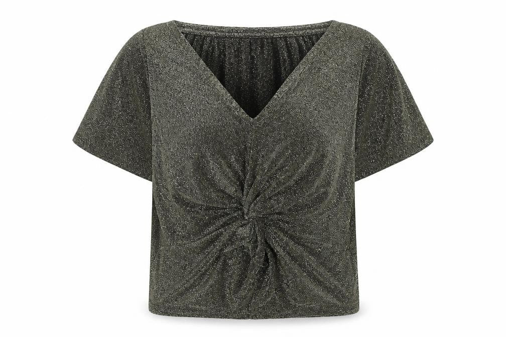 Marks & Spencer Womens Gold Polyimide Basic Blouse Size XS V-Neck