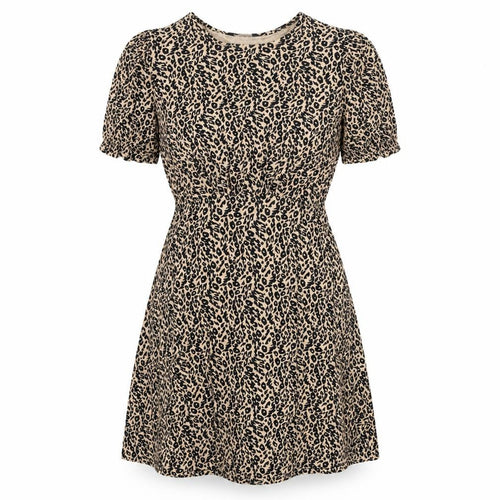 Marks and Spencer Womens Beige Animal Print Viscose A-Line Size 12 Round Neck Pullover