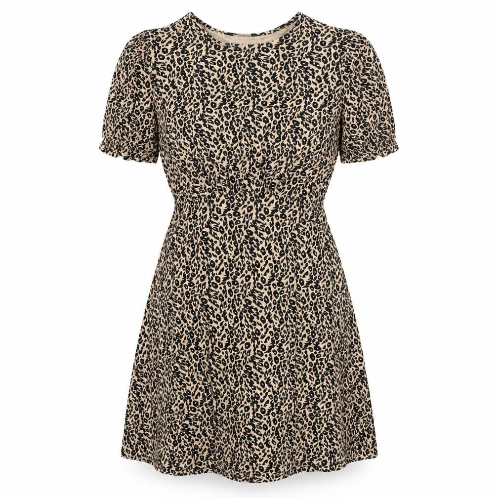 Marks and Spencer Womens Beige Animal Print Viscose A-Line Size 12 Round Neck Pullover