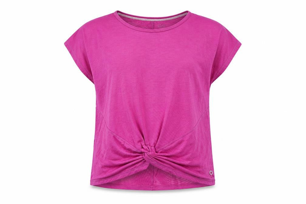 Go Move Girls Purple Polyester Basic T-Shirt Size 9-10 Years Round Neck Pullover - Knot Detail