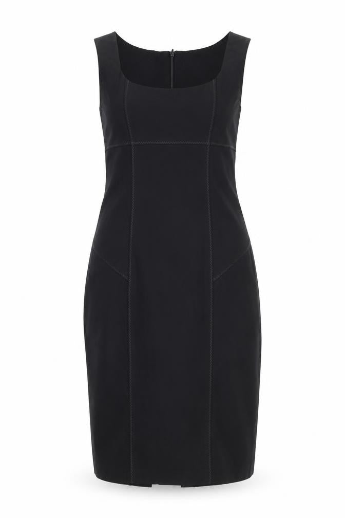 Warehouse Womens Black Polyester Tank Dress Size 8 Scoop Neck Zip