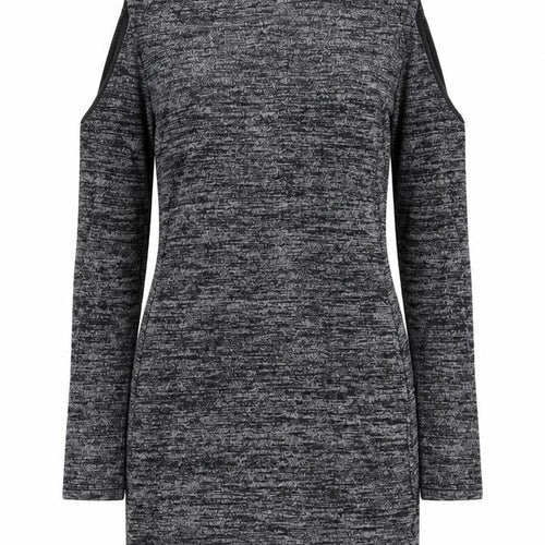 PARISIAN SIGNATURE Womens Grey Viscose Bodycon Size 8 Mock Neck Pullover - Cold Shoulder