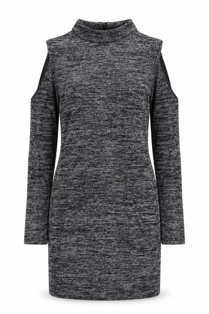 PARISIAN SIGNATURE Womens Grey Viscose Bodycon Size 8 Mock Neck Pullover - Cold Shoulder