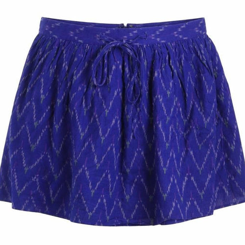 Gap Womens Blue Geometric Cotton Mini Skirt Size 6 Tie