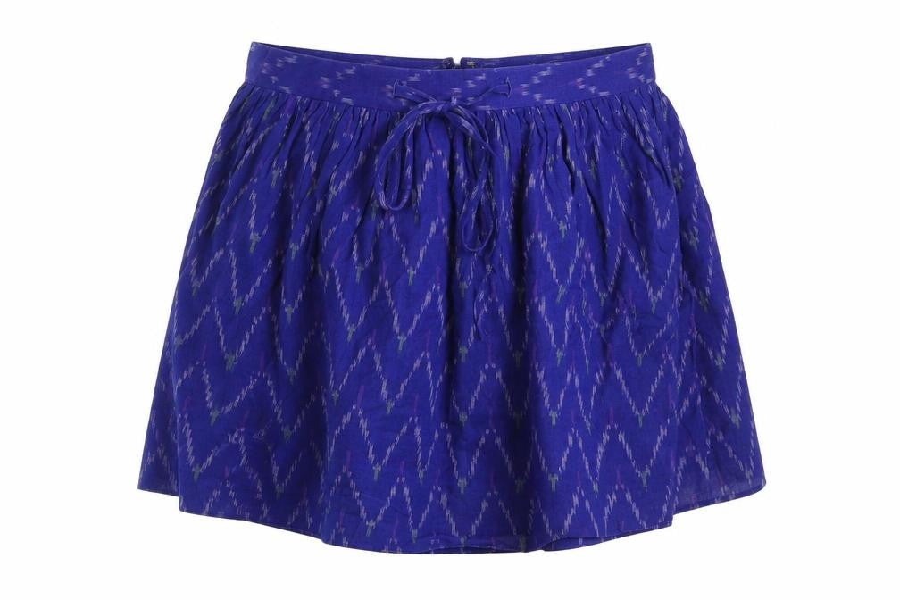 Gap Womens Blue Geometric Cotton Mini Skirt Size 6 Tie