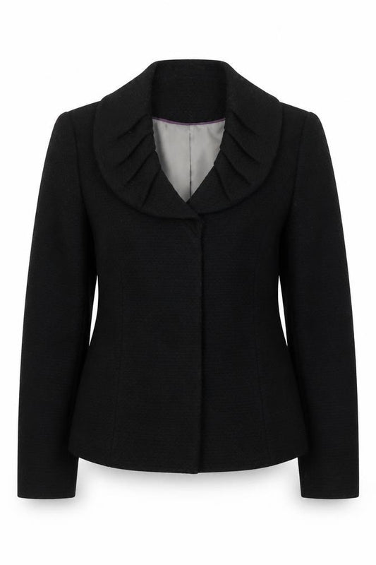 Front view of Marks & Spencer women’s black jacket, size UK 12, button