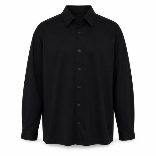 Angelo Litrico Mens Black Polyester Button-Up Size XL Collared Button