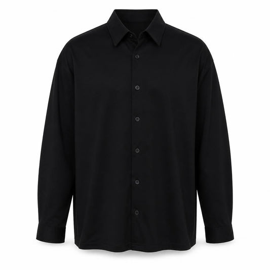 Angelo Litrico Mens Black Polyester Button-Up Size XL Collared Button