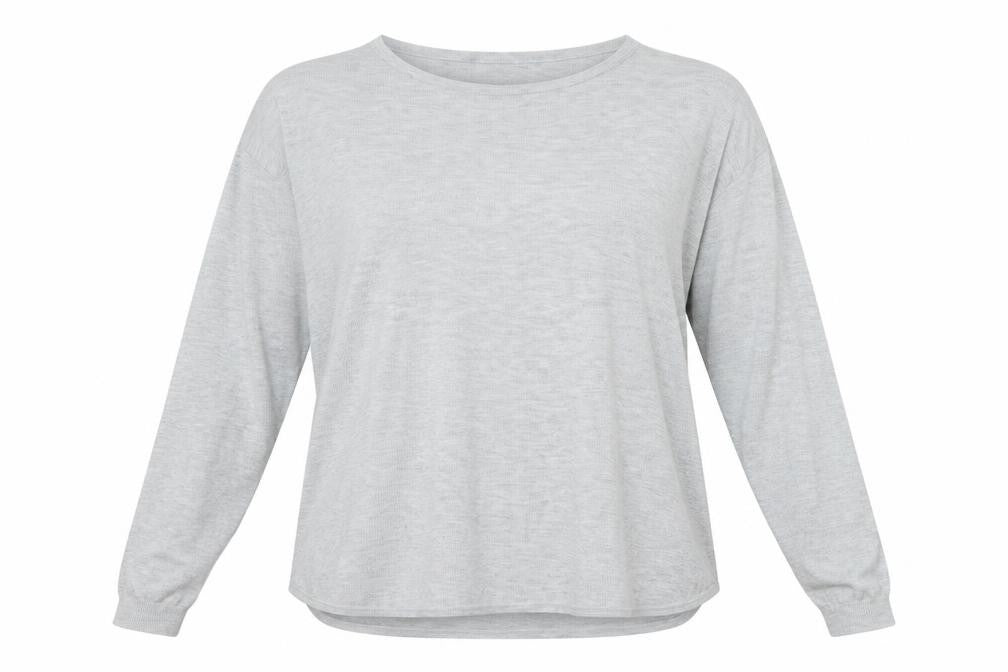 Basic Womens Grey Boat Neck Acrylic Pullover Jumper Size L