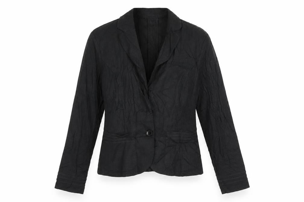 Front view of Steilmann women’s black jacket blazer, size UK 6, button