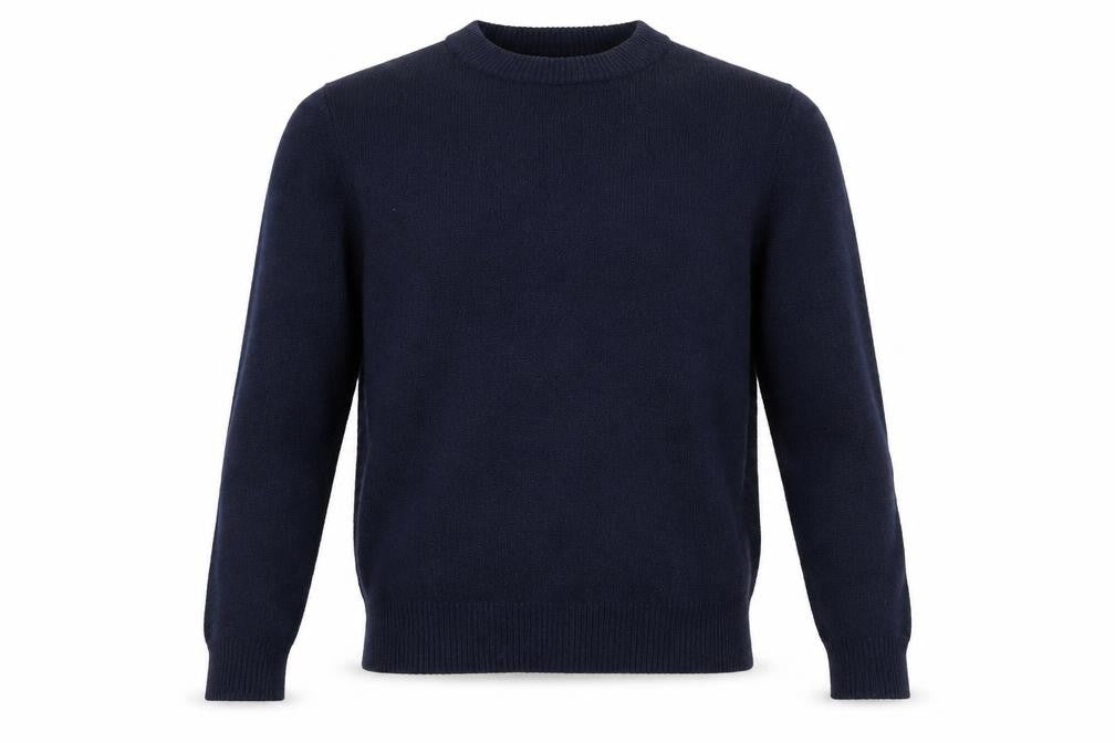 Front view of Oasis men’s blue round neck polyamide jumper, size S