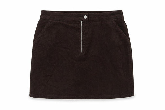 Front view of Denim & Co. women’s brown cotton maxi skirt, size UK 20, button