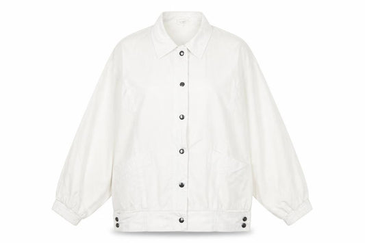 Front view of Casual Woman women’s white jacket, size UK 14, button