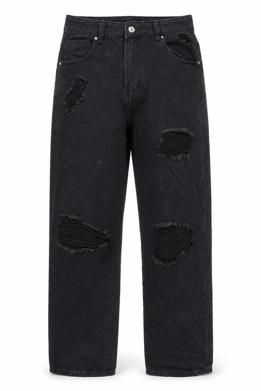 Front view of SHEIN women’s black polyester mom jeans, size M, 29-inch leg regular button