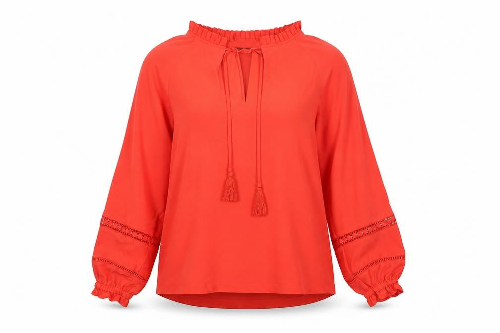 Marks & Spencer Womens Red Polyester Basic Blouse Size 10 V-Neck