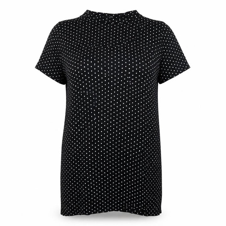 PRETTYLITTLETHING Womens Black Polka Dot Viscose Slip Dress Size 12 Roll Neck Pullover
