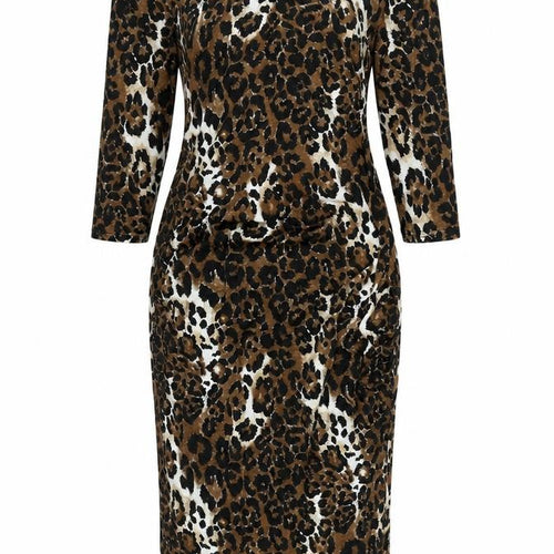 Boohoo Womens Multicoloured Animal Print Viscose Ball Gown Size 12 Round Neck Pullover