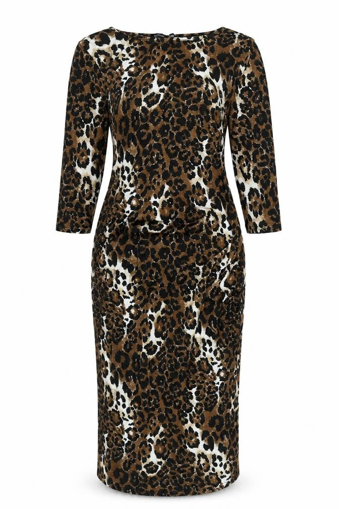 Boohoo Womens Multicoloured Animal Print Viscose Ball Gown Size 12 Round Neck Pullover