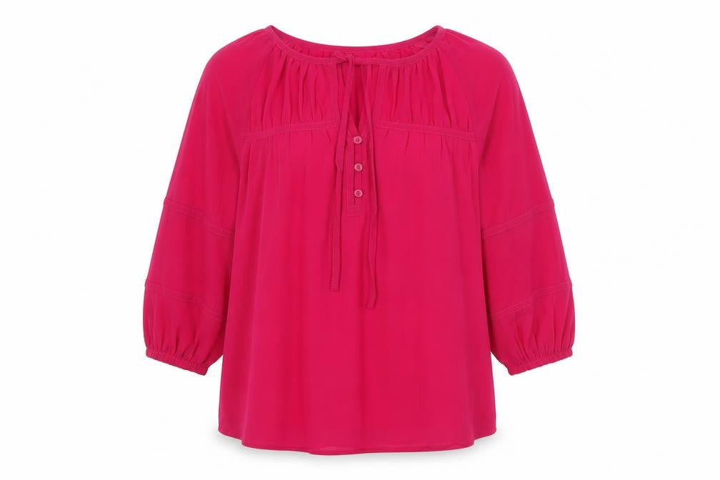 Per Una Womens Pink Polyester Basic Blouse Size 6 Round Neck