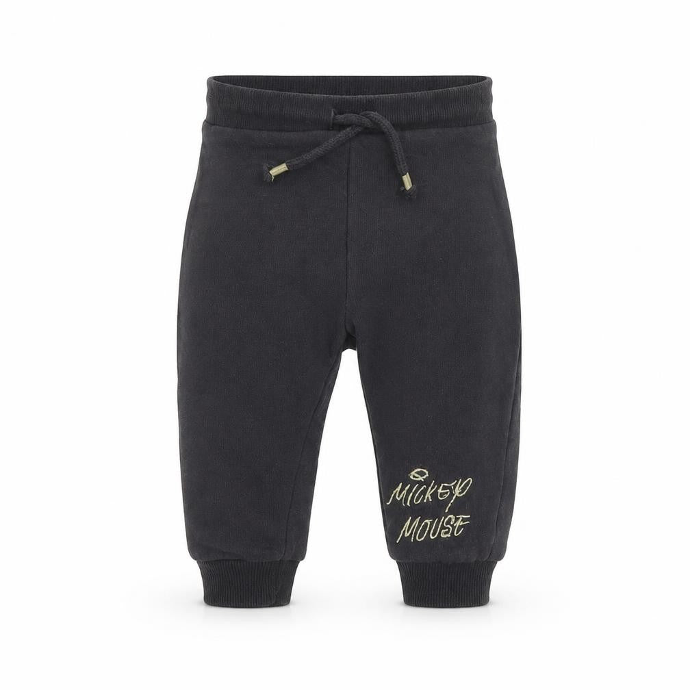 F&F Baby Grey Cotton Jogger Leggings Size 6-9 Months Drawstring - Mickey Mouse