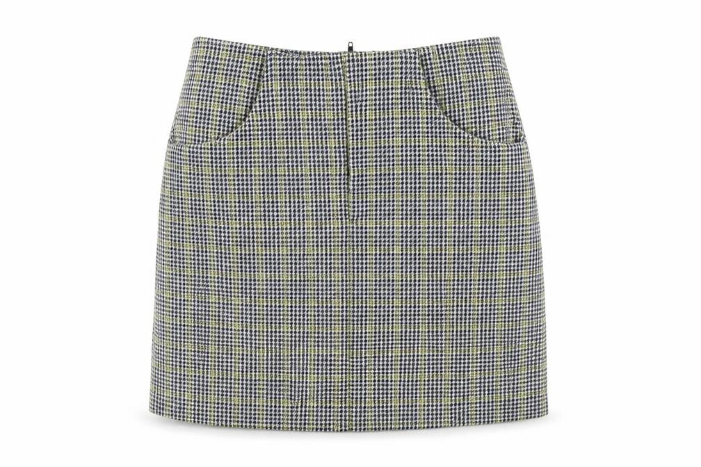 Pull&Bear Womens Blue Plaid Polyester Mini Skirt Size XS Zip