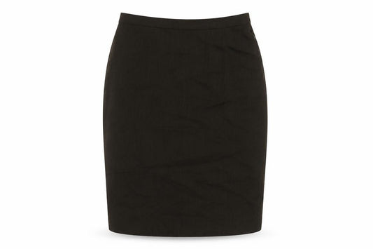 Front view of Loretta Bloom women’s green polyester straight & pencil skirt, size UK 14, button