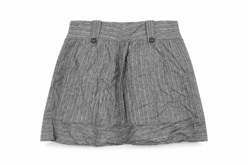 River Island Womens Grey Herringbone Linen A-Line Skirt Size 6 Zip