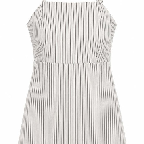 Pull&Bear Womens Ivory Striped Viscose Mini Size M Square Neck Zip