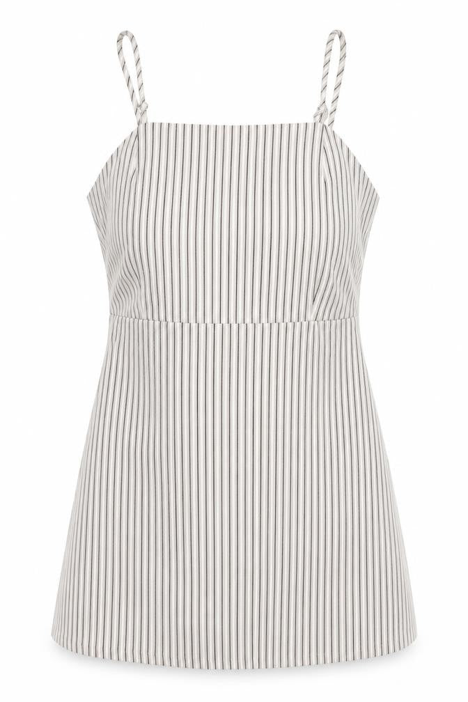 Pull&Bear Womens Ivory Striped Viscose Mini Size M Square Neck Zip