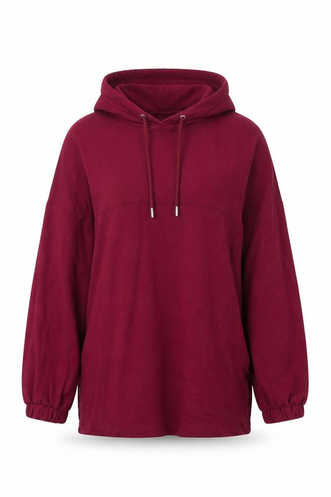 Front view of Marks & Spencer women’s pink viscose pullover hoodie, size UK 6, pullover