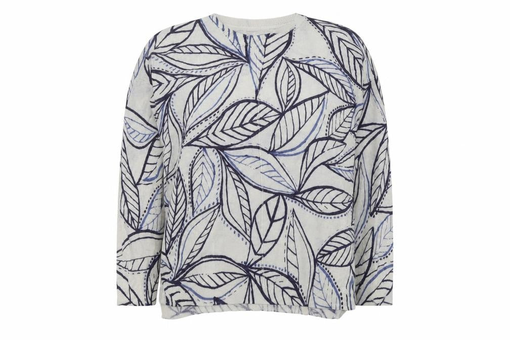 Marks and Spencer Womens Ivory Crew Neck Floral Acrylic Pullover Jumper Size S