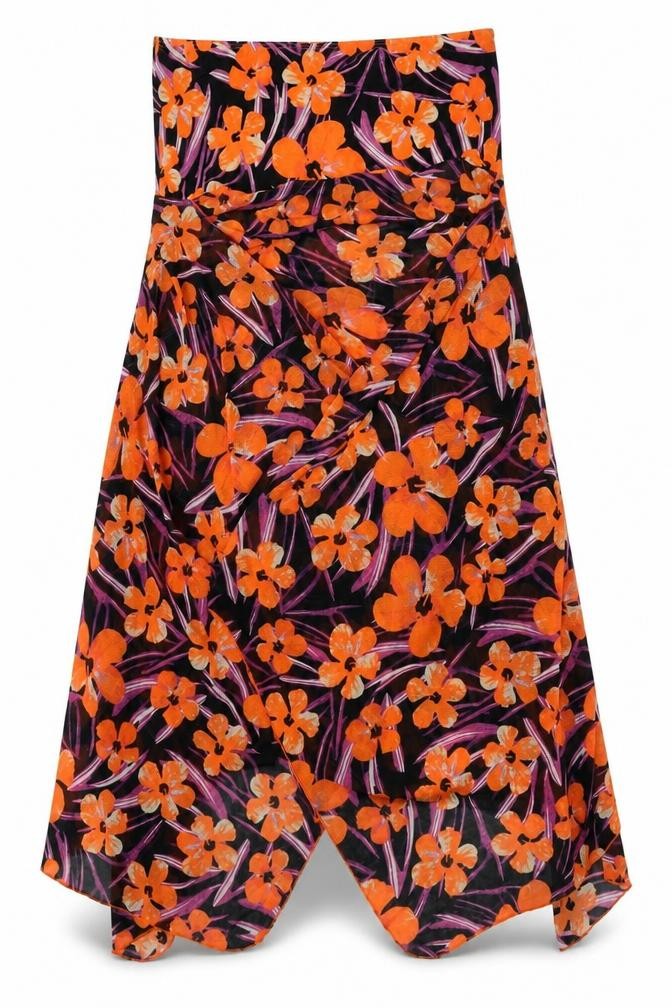 M&Co Womens Multicoloured Floral Polyester A-Line Skirt Size S - Asymmetric Hem