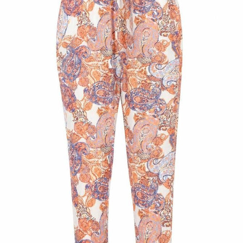 F&F Womens Orange Paisley Viscose Trousers Size 10 L29 in Regular Drawstring