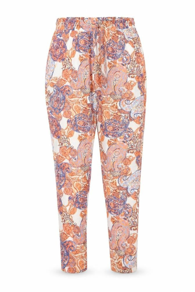 F&F Womens Orange Paisley Viscose Trousers Size 10 L29 in Regular Drawstring