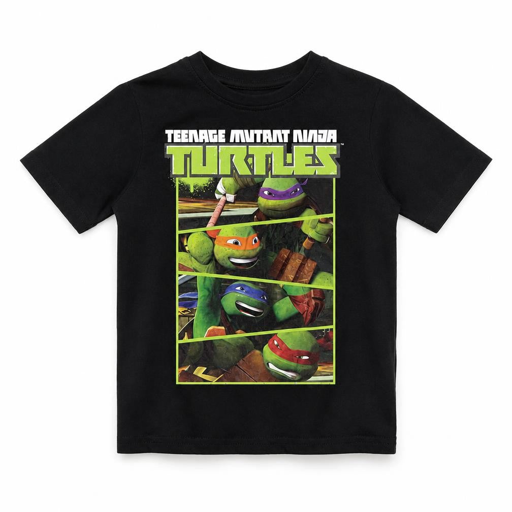 Nickelodeon Boys Black Cotton Basic T-Shirt Size 2-3 Years Round Neck Pullover - Teenage Mutant Ninja Turtles