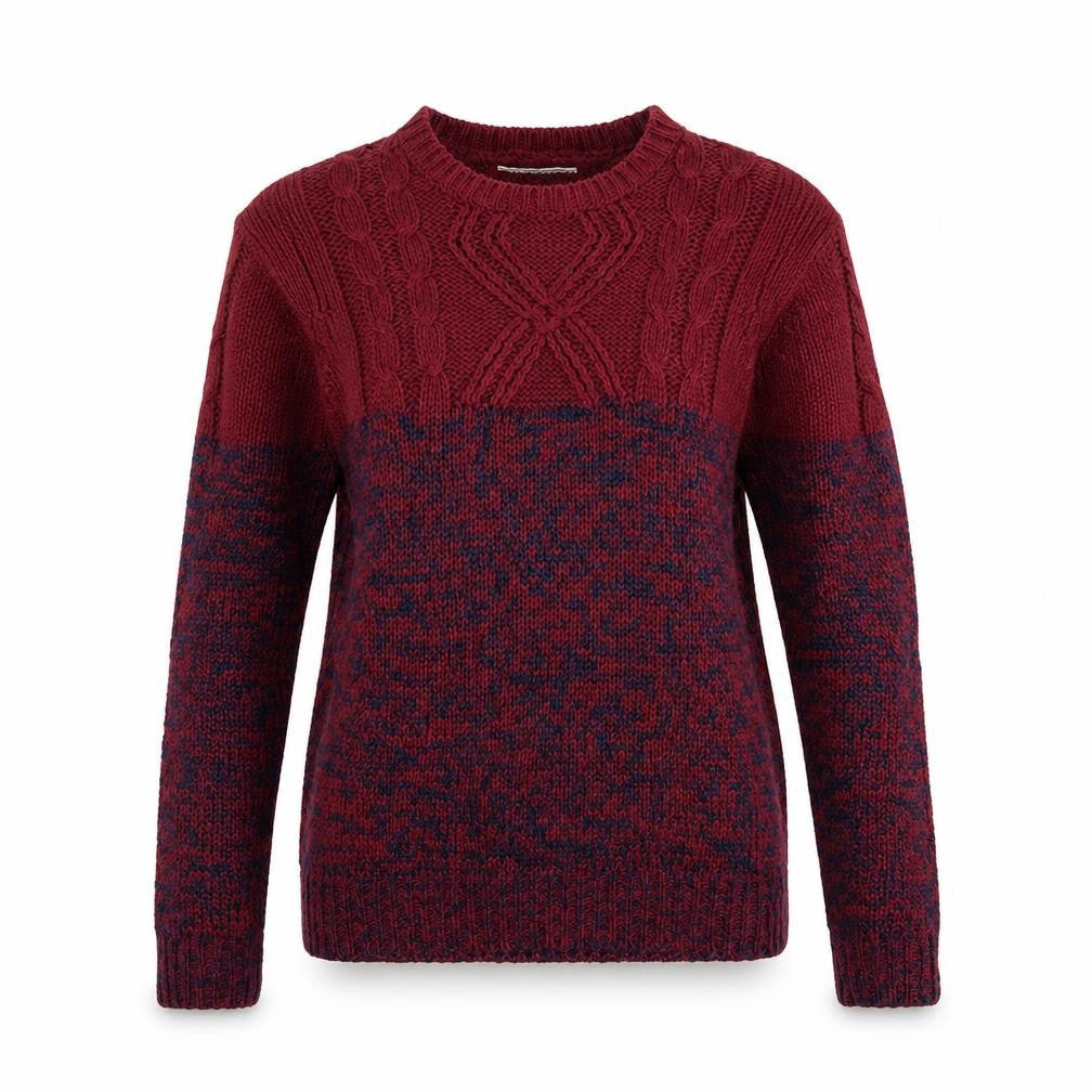 Front view of Alcot women’s red round neck acrylic jumper, size S