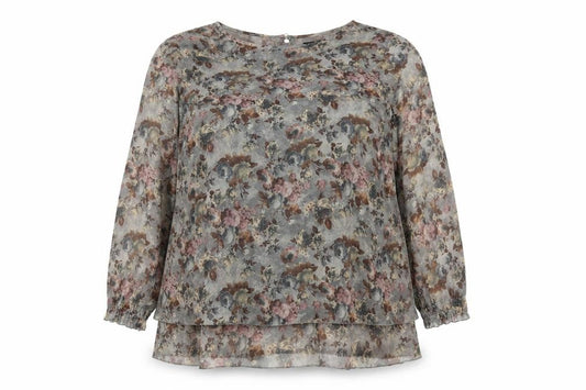 Front view of Rage women’s multicoloured floral polyester a-line, size UK 16, scoop neck zip