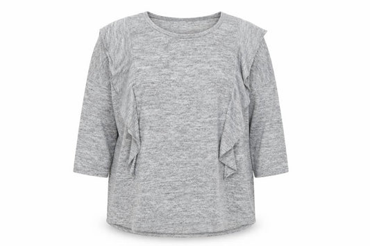 Front view of Debenhams women’s grey polyester basic t-shirt, size UK 20, round neck