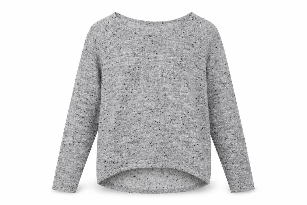 Front view of Oasis women’s grey boat neck polyester jumper, size M